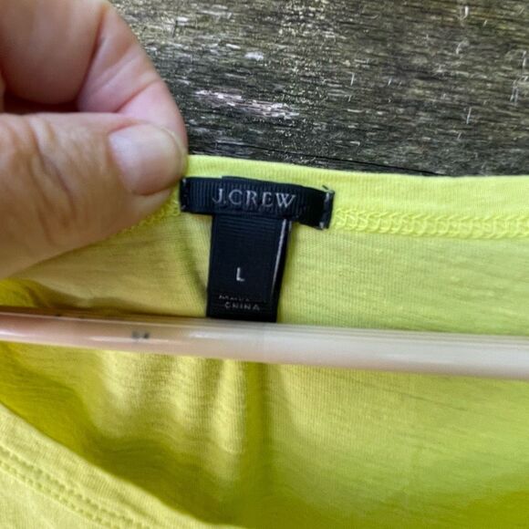 J.Crew bright fun size L yellow T-shirt cap sleeves. Cotton linen - Picture 6 of 7